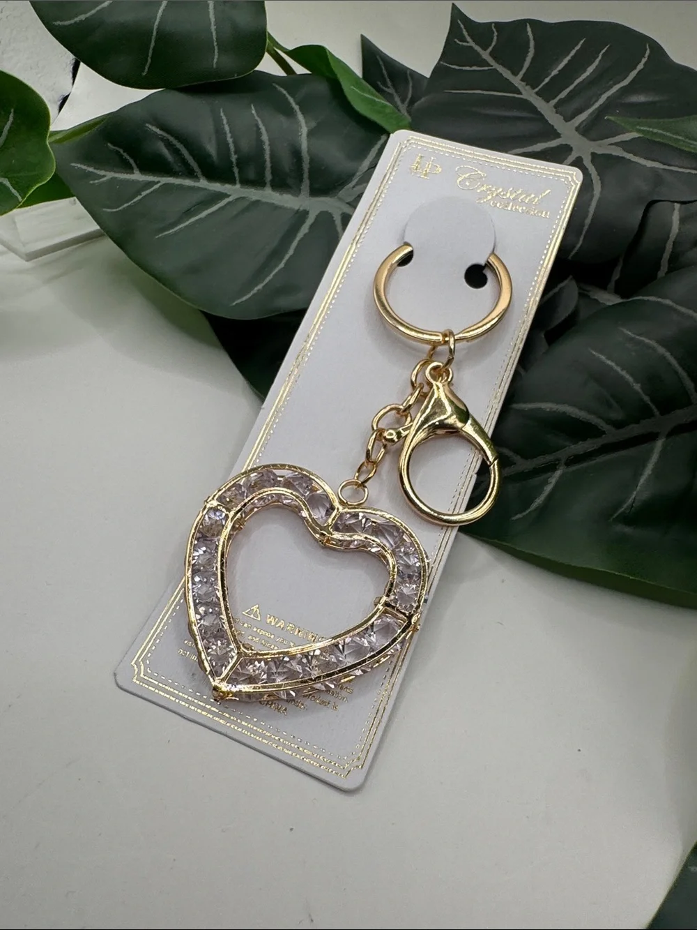 Crystal Heart Purse Charm / Keyring – Gold Tone (BR-999/4)